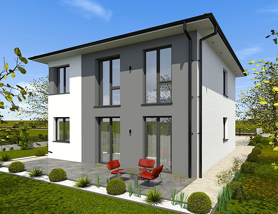 Massivhaus Designer Stadtvilla von Modern Immo, Stadtvilla Außenansicht 3