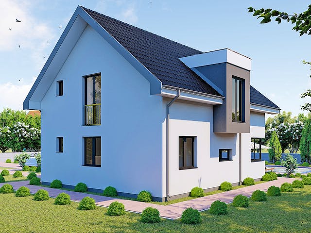 Massivhaus Modern Home von Modern Immo, Satteldach-Klassiker Außenansicht 3
