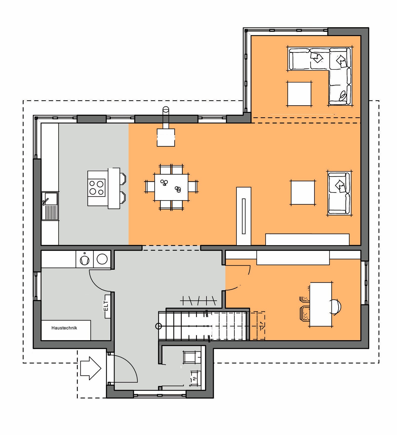 Fertighaus Musterhaus Bad Vilbel - KUBUS Edition Holz von Meisterstück-HAUS, Satteldach-Klassiker Grundriss 1