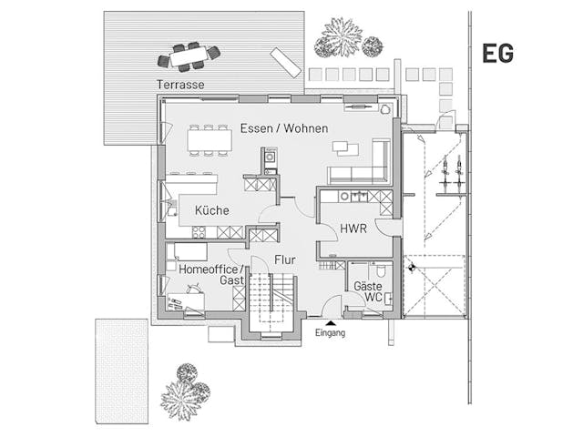 Massivhaus Bauhaus Mundt von MYMassivhaus, Cubushaus Grundriss 1