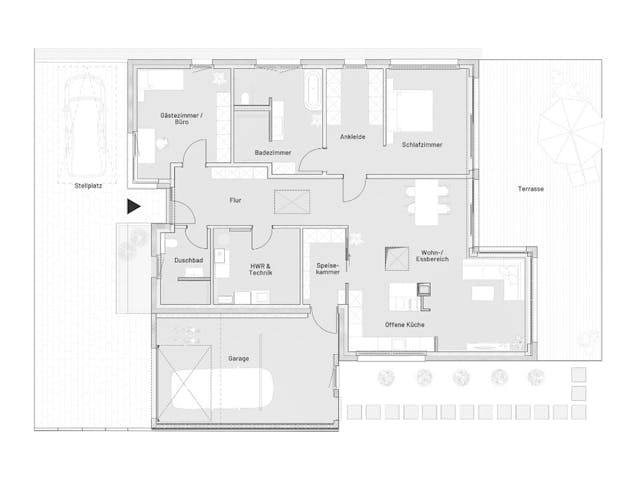 Massivhaus Bungalow Mundt von MYMassivhaus, Bungalow Grundriss 1
