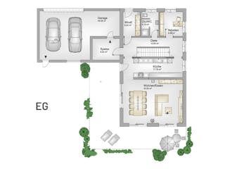 Massivhaus Massivhaus Thumann mit Satteldach und Sauna von MYMassivhaus, Satteldach-Klassiker Grundriss 1
