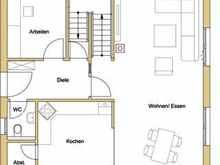 Blockhaus D138 Seifert von Frammelsberger R. Ingenieur-Holzbau, Satteldach-Klassiker Grundriss 1