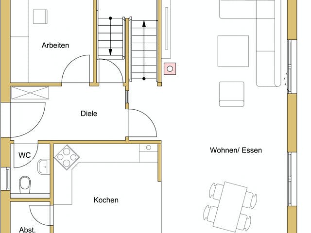 Blockhaus D138 Seifert von Frammelsberger R. Ingenieur-Holzbau, Satteldach-Klassiker Grundriss 1