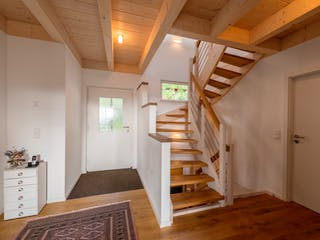 Blockhaus D162 Krastel von Frammelsberger R. Ingenieur-Holzbau, Satteldach-Klassiker Innenansicht 4