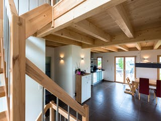 Blockhaus D144 Schwarzwasser von Frammelsberger R. Ingenieur-Holzbau, Satteldach-Klassiker Innenansicht 3