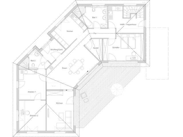 Blockhaus D158 Scheeder von Frammelsberger Holzbau, Bungalow Grundriss 1