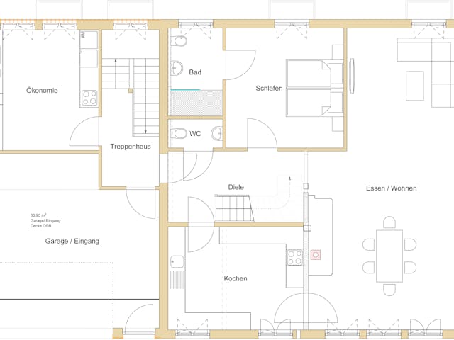 Blockhaus B420 Montigel von Frammelsberger Holzbau, Blockhaus Grundriss 1