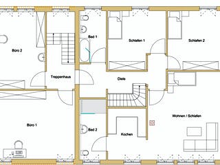 Blockhaus B420 Montigel von Frammelsberger R. Ingenieur-Holzbau, Blockhaus Grundriss 2