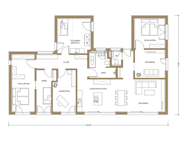 Fertighaus Haus Martha von Naturholzhaus Bayern, Bungalow Grundriss 1