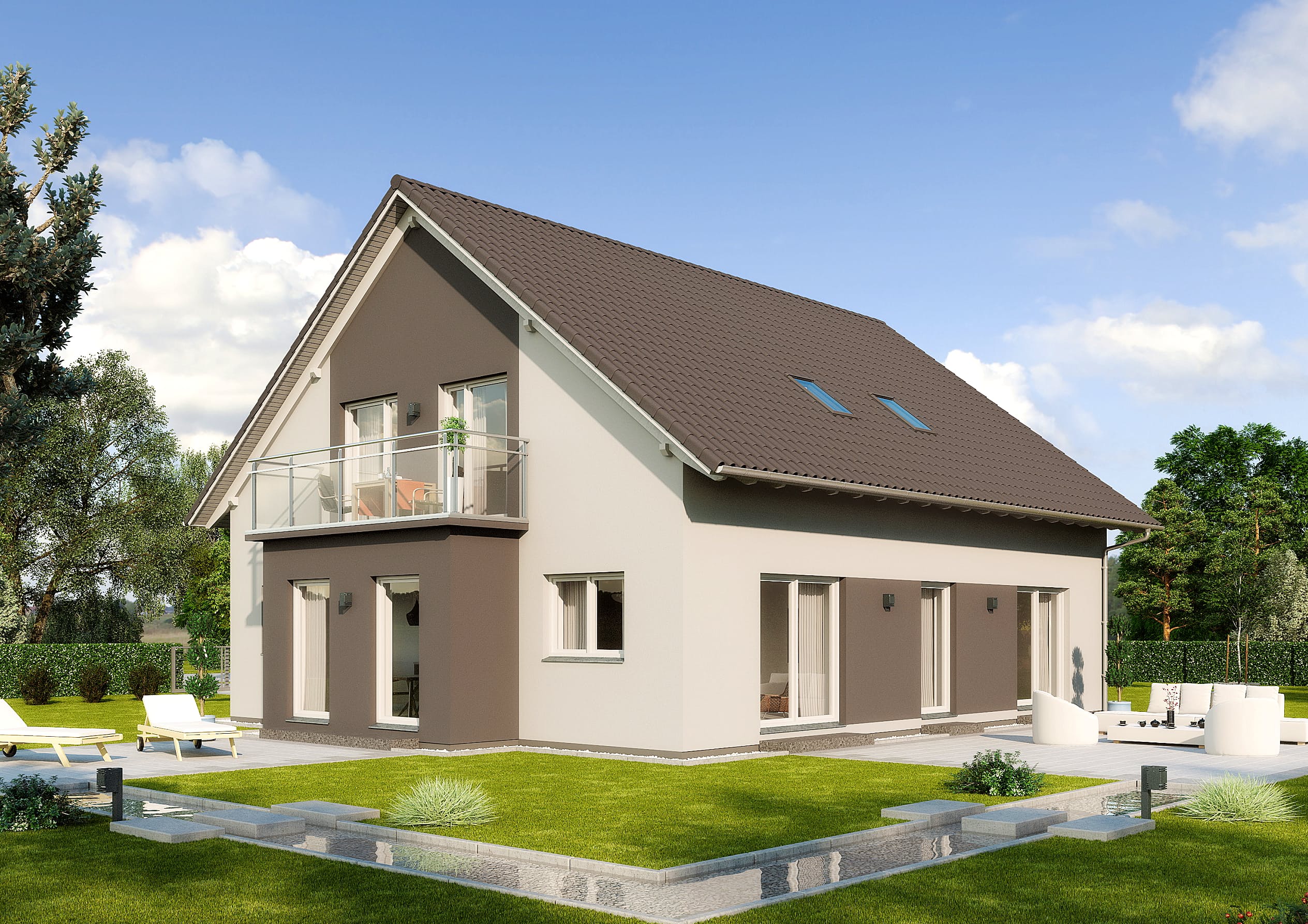 Fertighaus Neapel von GUSSEK HAUS Schlüsselfertig ab 519200€, Satteldach-Klassiker Außenansicht 1