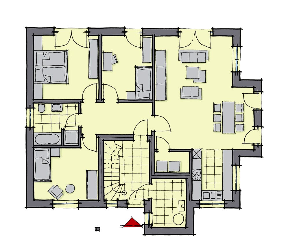 Fertighaus Neapel von GUSSEK HAUS Schlüsselfertig ab 519200€, Satteldach-Klassiker Grundriss 1
