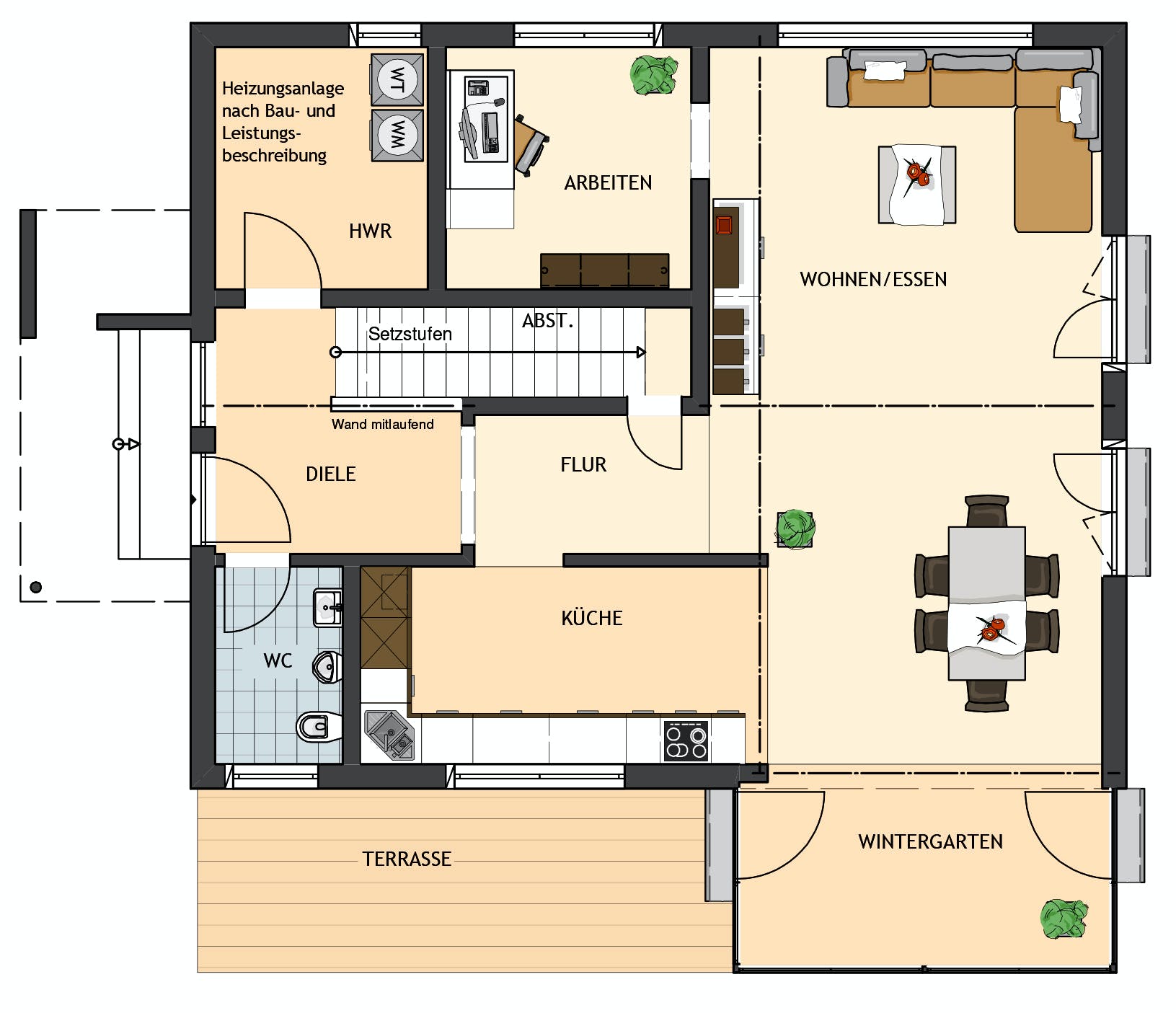Fertighaus MH Wuppertal - NEO 312 von FingerHaus Schlüsselfertig ab 413122€, Satteldach-Klassiker Grundriss 1