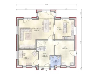 Massivhaus Brügge von Nissen Massivhaus, Stadtvilla Grundriss 1