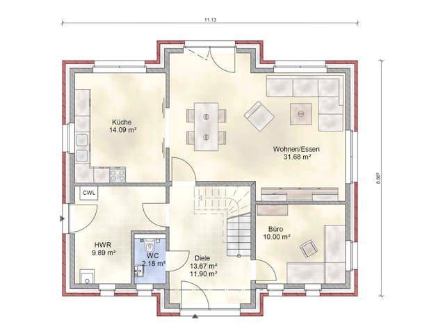 Massivhaus Flemhude von Nissen Massivhaus, Satteldach-Klassiker Grundriss 1 Massivhaus Flemhude von Nissen Massivhaus, Satteldach-Klassiker Grundriss 1