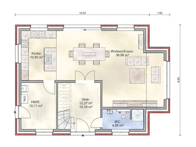 Massivhaus Schinkel von Nissen Massivhaus, Stadtvilla Grundriss 1