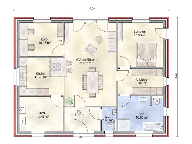 Massivhaus Schleswig von Nissen Massivhaus, Bungalow Grundriss 1 Massivhaus Schleswig von Nissen Massivhaus, Bungalow Grundriss 1