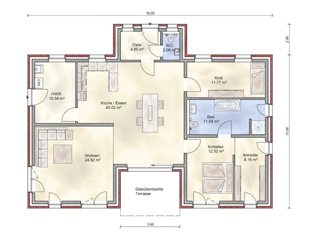 Massivhaus Schwedeneck von Nissen Massivhaus, Bungalow Grundriss 1