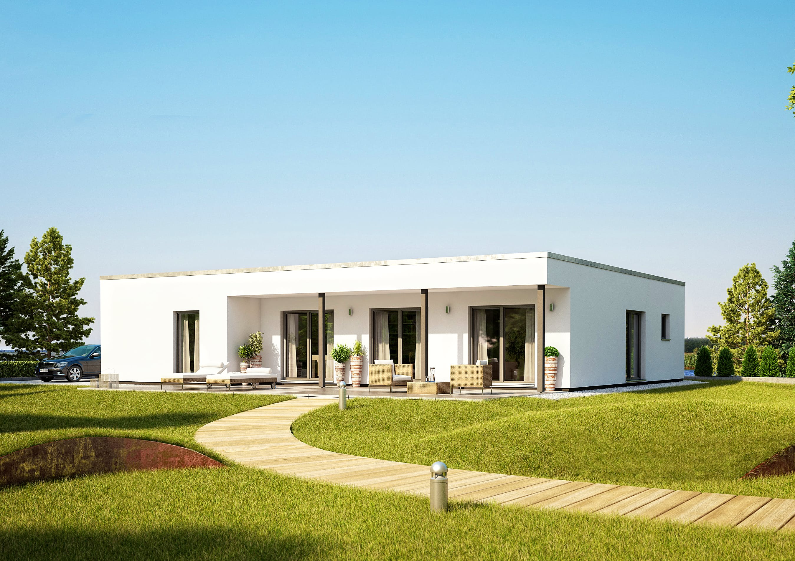 Fertighaus NIVO 140 F von FingerHaus Schlüsselfertig ab 349095€, Bungalow Außenansicht 1