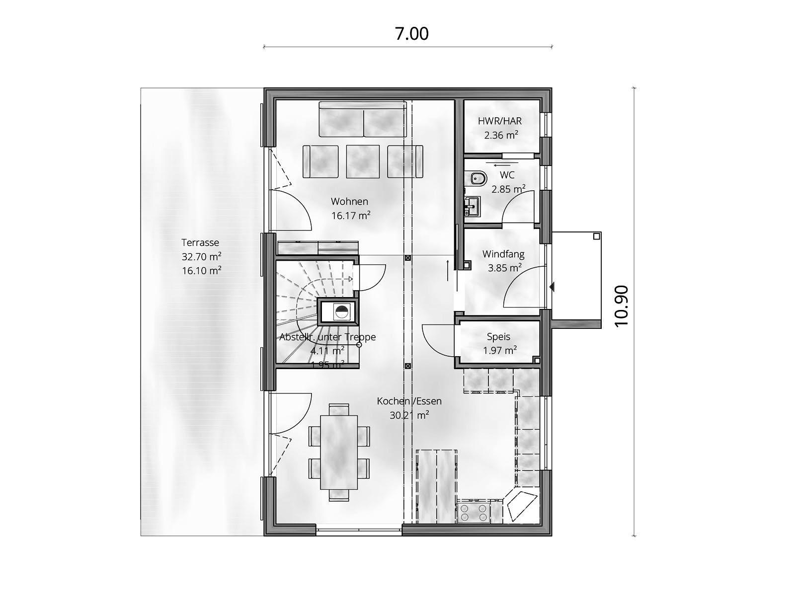 Fertighaus Haus Alma von Gebrüder Noack Holzbau Schlüsselfertig ab 384000€, Satteldach-Klassiker Grundriss 1