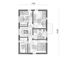 Fertighaus Haus Alma von Gebrüder Noack Holzbau Schlüsselfertig ab 384000€, Satteldach-Klassiker Grundriss 2