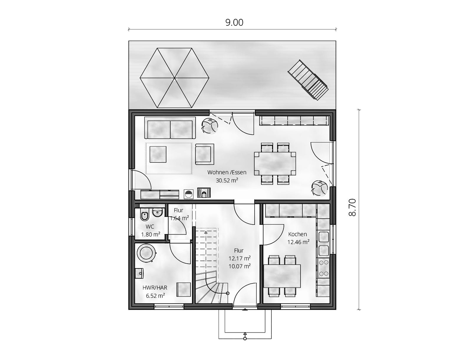 Fertighaus Haus Baier von Gebrüder Noack Holzbau Schlüsselfertig ab 324000€, Satteldach-Klassiker Grundriss 1