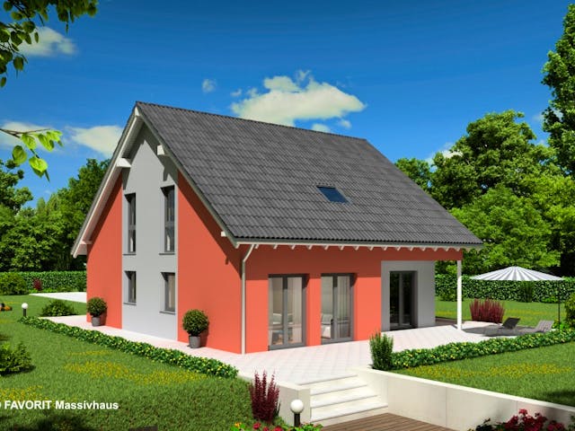 Massivhaus Noblesse 153 von FAVORIT Massivhaus Schlüsselfertig ab 347400€, Satteldach-Klassiker Außenansicht 1 Massivhaus Noblesse 153 von FAVORIT Massivhaus Schlüsselfertig ab 347400€, Satteldach-Klassiker Außenansicht 1