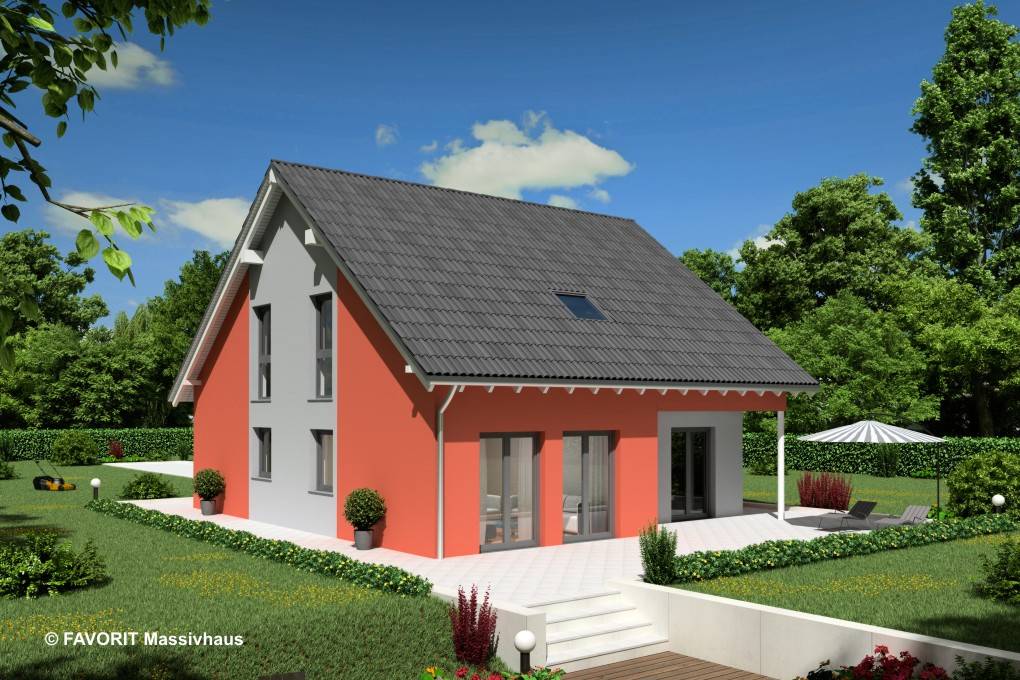 Massivhaus Noblesse 153 von Favorit Massivhaus Schlüsselfertig ab 361300€, Satteldach-Klassiker Außenansicht 1