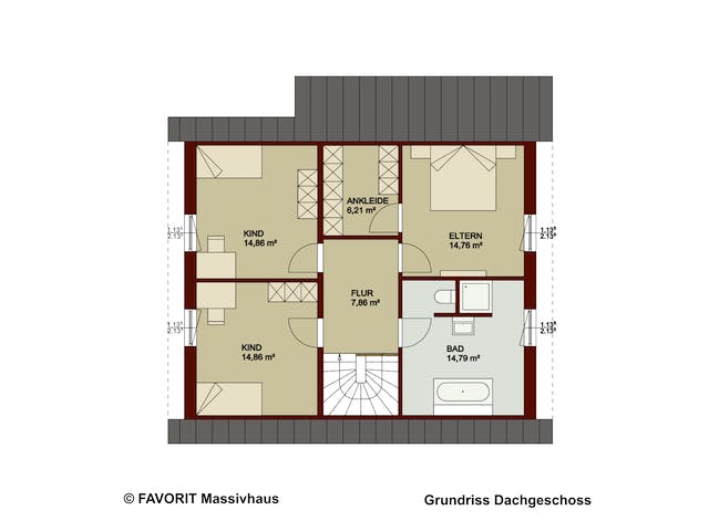 Massivhaus Noblesse 155 von FAVORIT Massivhaus Schlüsselfertig ab 342750€, Satteldach-Klassiker Grundriss 2