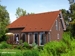 Massivhaus Noblesse 169 von FAVORIT Massivhaus Schlüsselfertig ab 383960€, Satteldach-Klassiker Außenansicht 1