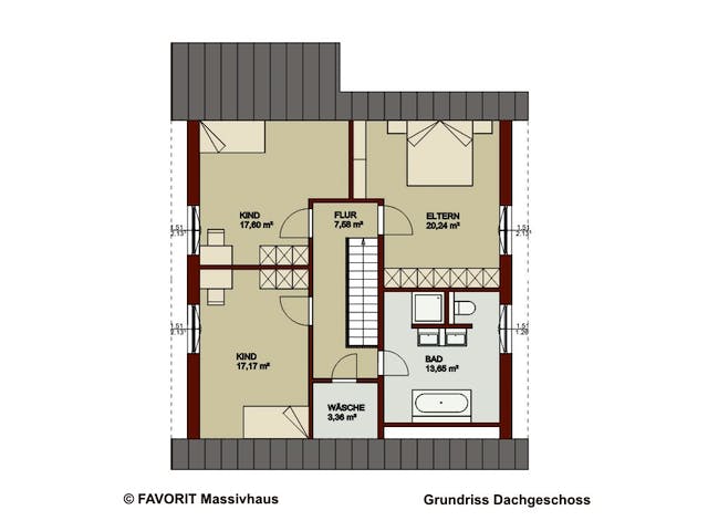Massivhaus Noblesse 169 (inactive) von FAVORIT Massivhaus Schlüsselfertig ab 383960€, Satteldach-Klassiker Grundriss 2