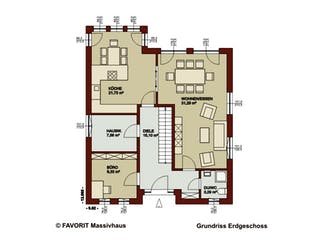 Massivhaus Noblesse 169 von FAVORIT Massivhaus Schlüsselfertig ab 383960€, Satteldach-Klassiker Grundriss 1