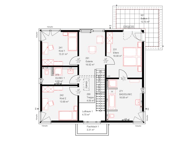 Fertighaus Musterhaus Köln von OKAL Haus Schlüsselfertig ab 574900€, Stadtvilla Grundriss 2