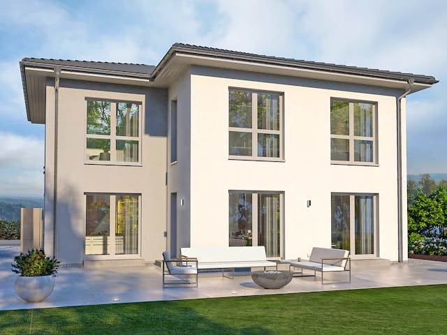 Fertighaus Stadtvilla 23 von OKAL Haus Schlüsselfertig ab 518900€, Stadtvilla Außenansicht 1 Fertighaus Stadtvilla 23 von OKAL Haus Schlüsselfertig ab 518900€, Stadtvilla Außenansicht 1