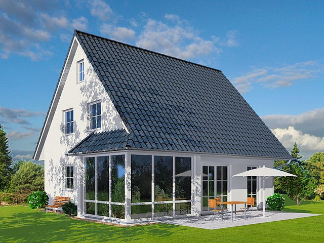 Massivhaus Polaris 6 von OLFA Haus Schlüsselfertig ab 277000€, Satteldach-Klassiker Außenansicht 1