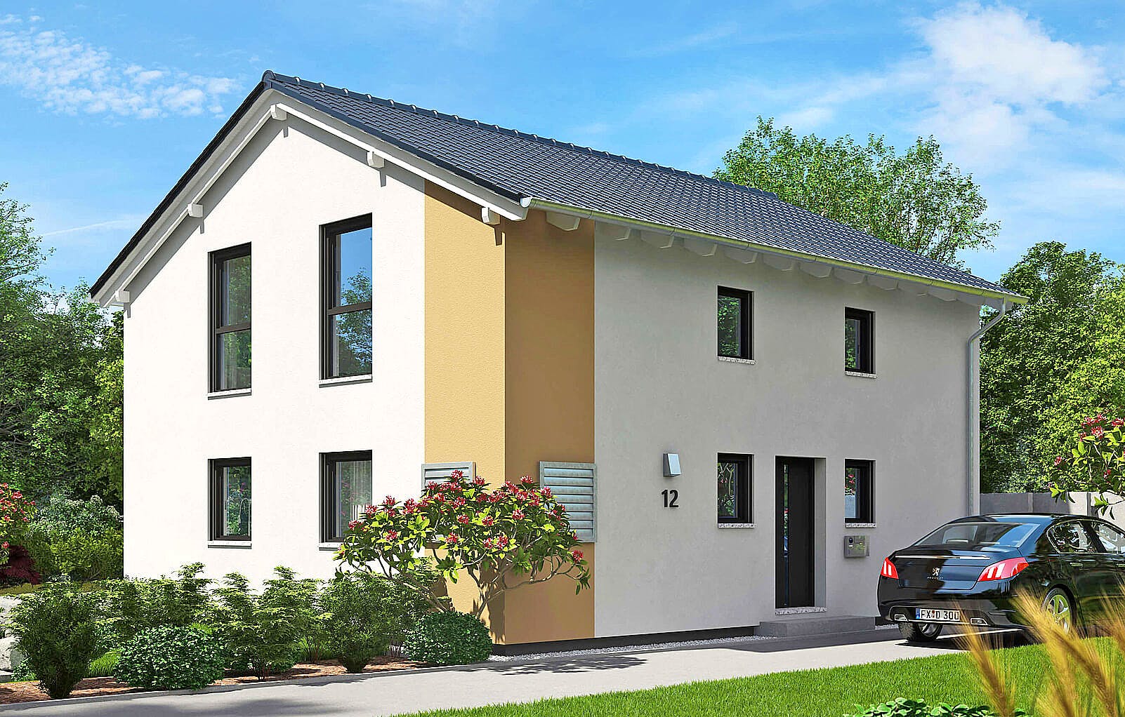 Fertighaus Oslo von FINGERHUT-HAUS Schlüsselfertig ab 403166€, Satteldach-Klassiker Außenansicht 1