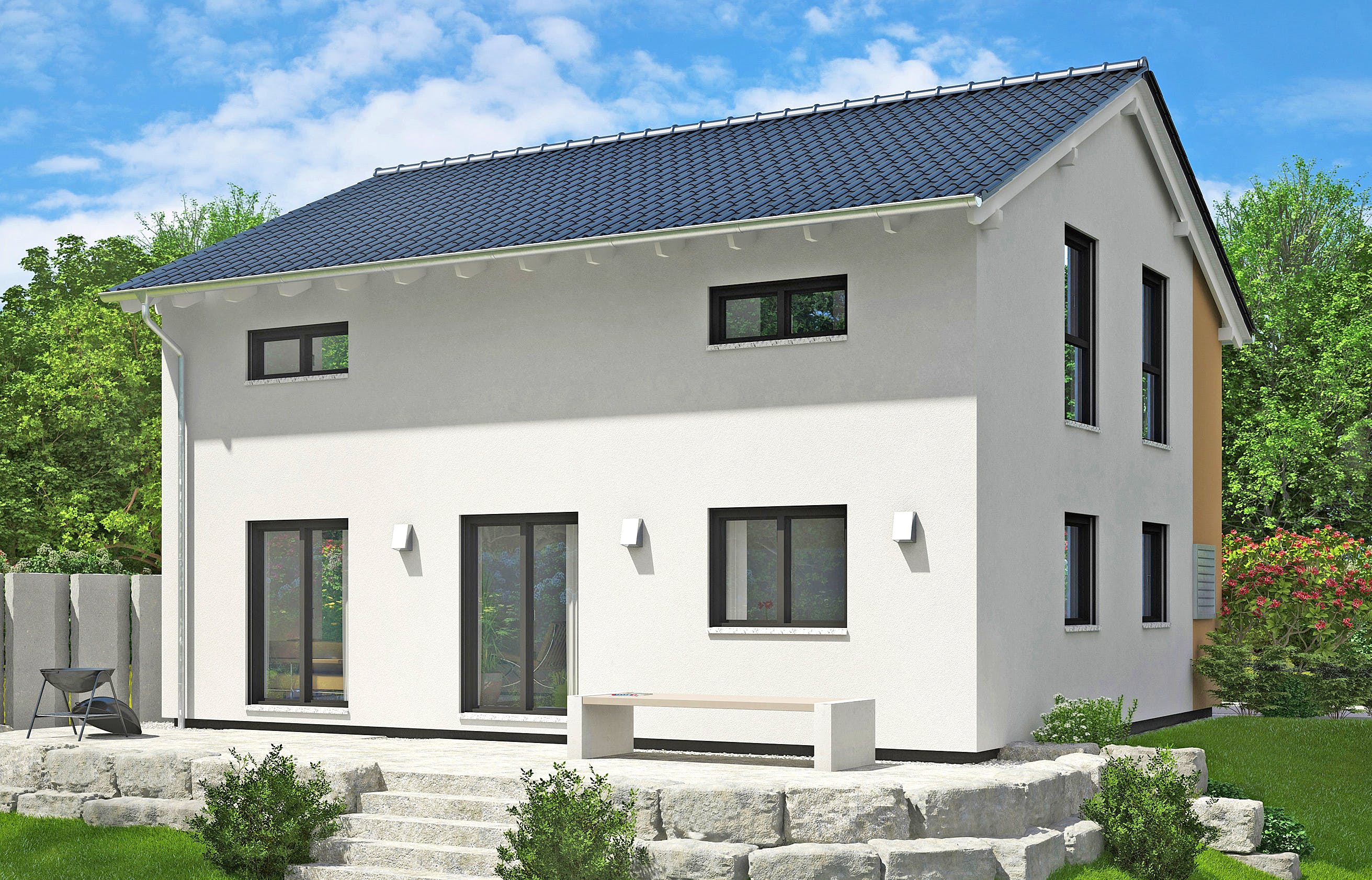 Fertighaus Oslo von FINGERHUT-HAUS Schlüsselfertig ab 403166€, Satteldach-Klassiker Außenansicht 2