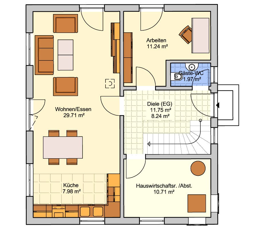 Fertighaus Oslo von FINGERHUT-HAUS Schlüsselfertig ab 403166€, Satteldach-Klassiker Grundriss 1