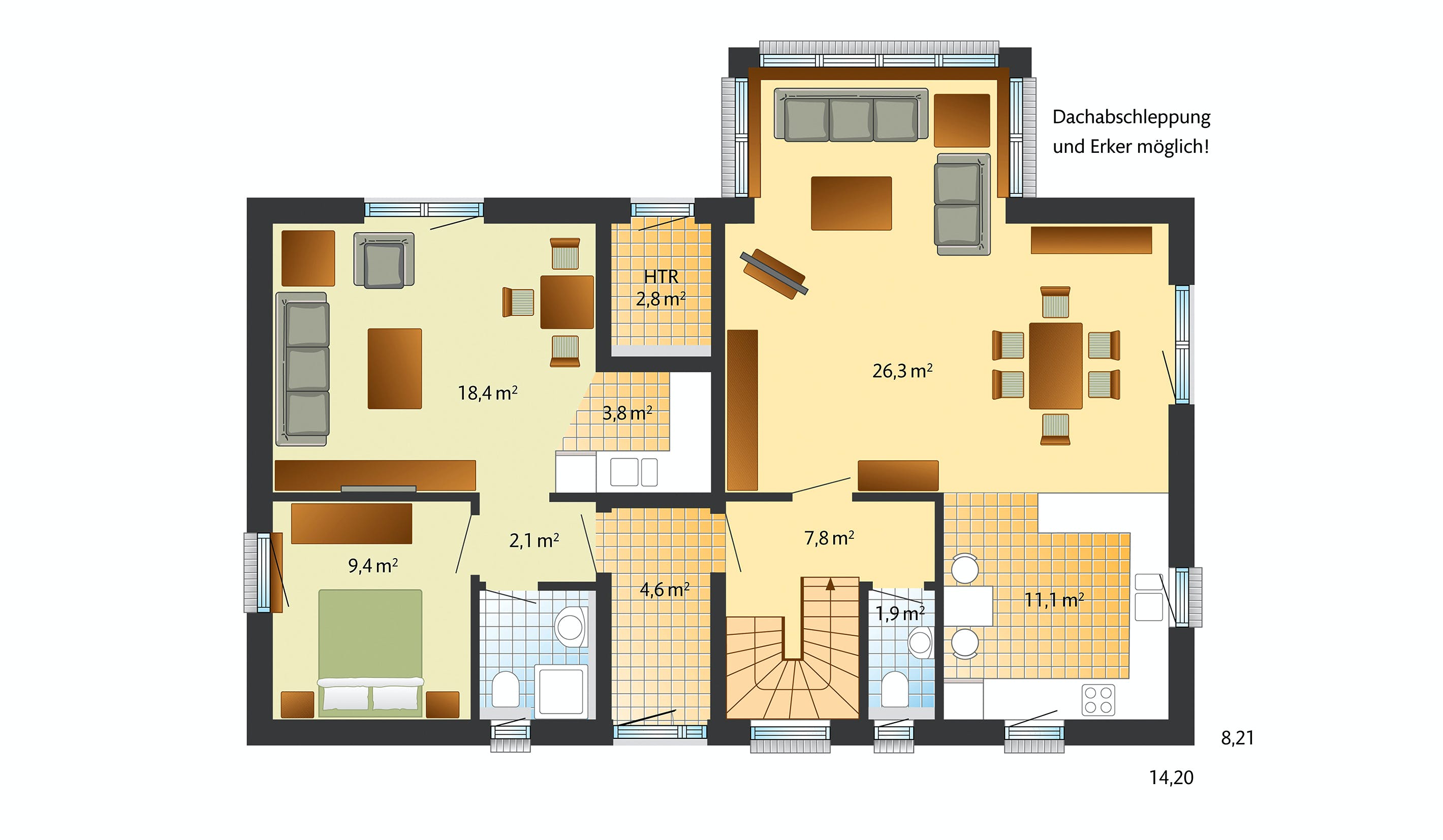 Fertighaus Oslo - mit Einliegerwohnung von Danhaus Deutschland, Satteldach-Klassiker Grundriss 1