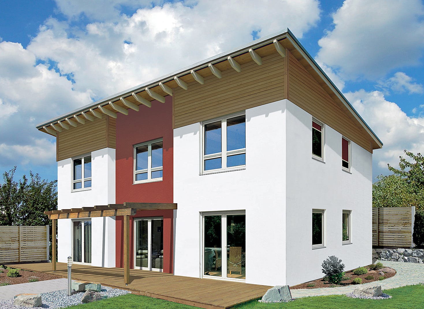 Fertighaus Deklivo von FINGERHUT-HAUS Schlüsselfertig ab 535906€, Pultdachhaus Außenansicht 1