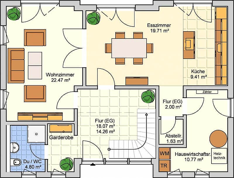 Fertighaus Deklivo von FINGERHUT-HAUS Schlüsselfertig ab 535906€, Pultdachhaus Grundriss 1
