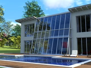 Massivhaus Panorama von Wagener Systemhausbau Schlüsselfertig ab 301000€, Pultdachhaus Außenansicht 1