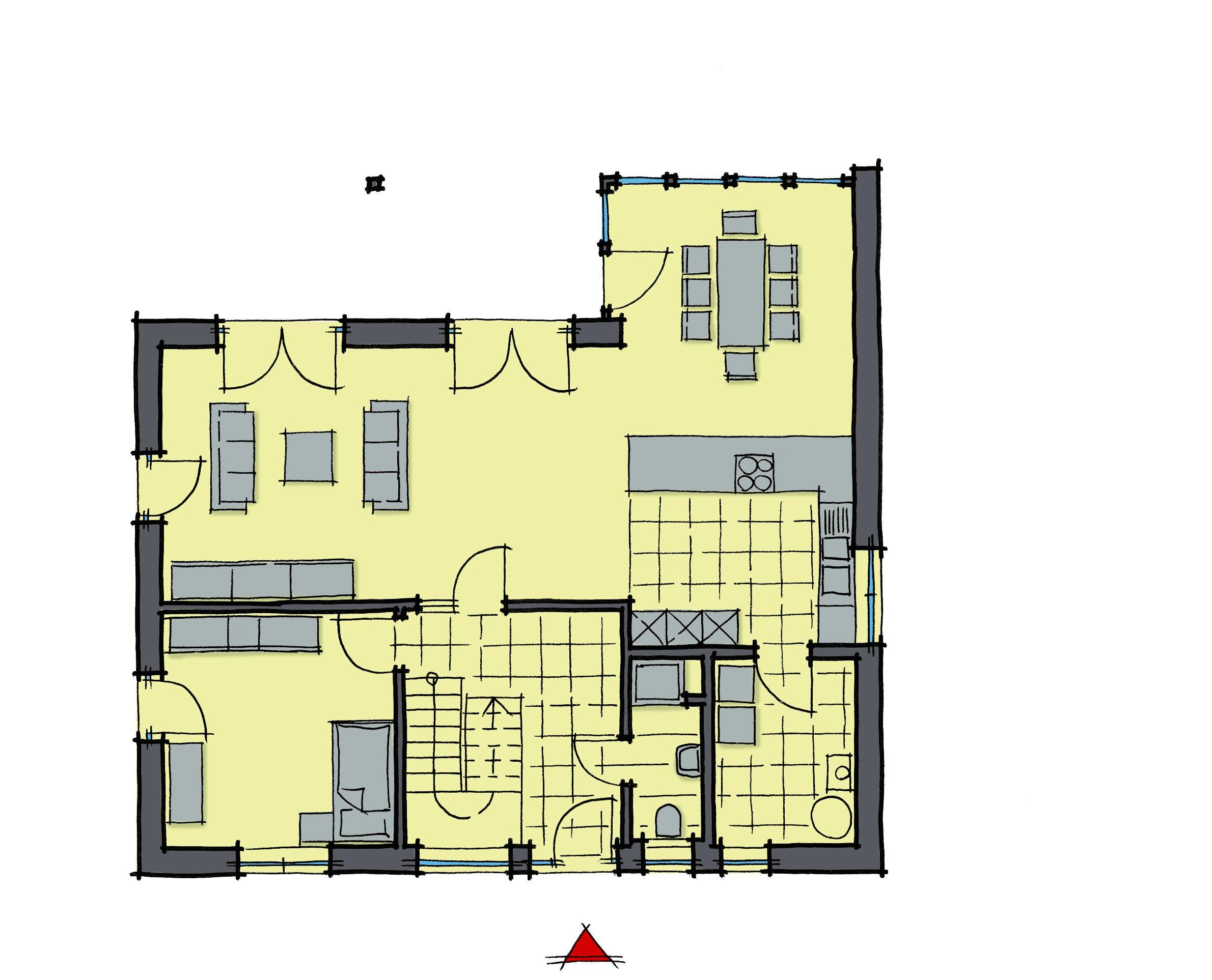 Fertighaus Pappelallee von GUSSEK HAUS Schlüsselfertig ab 407900€, Satteldach-Klassiker Grundriss 1