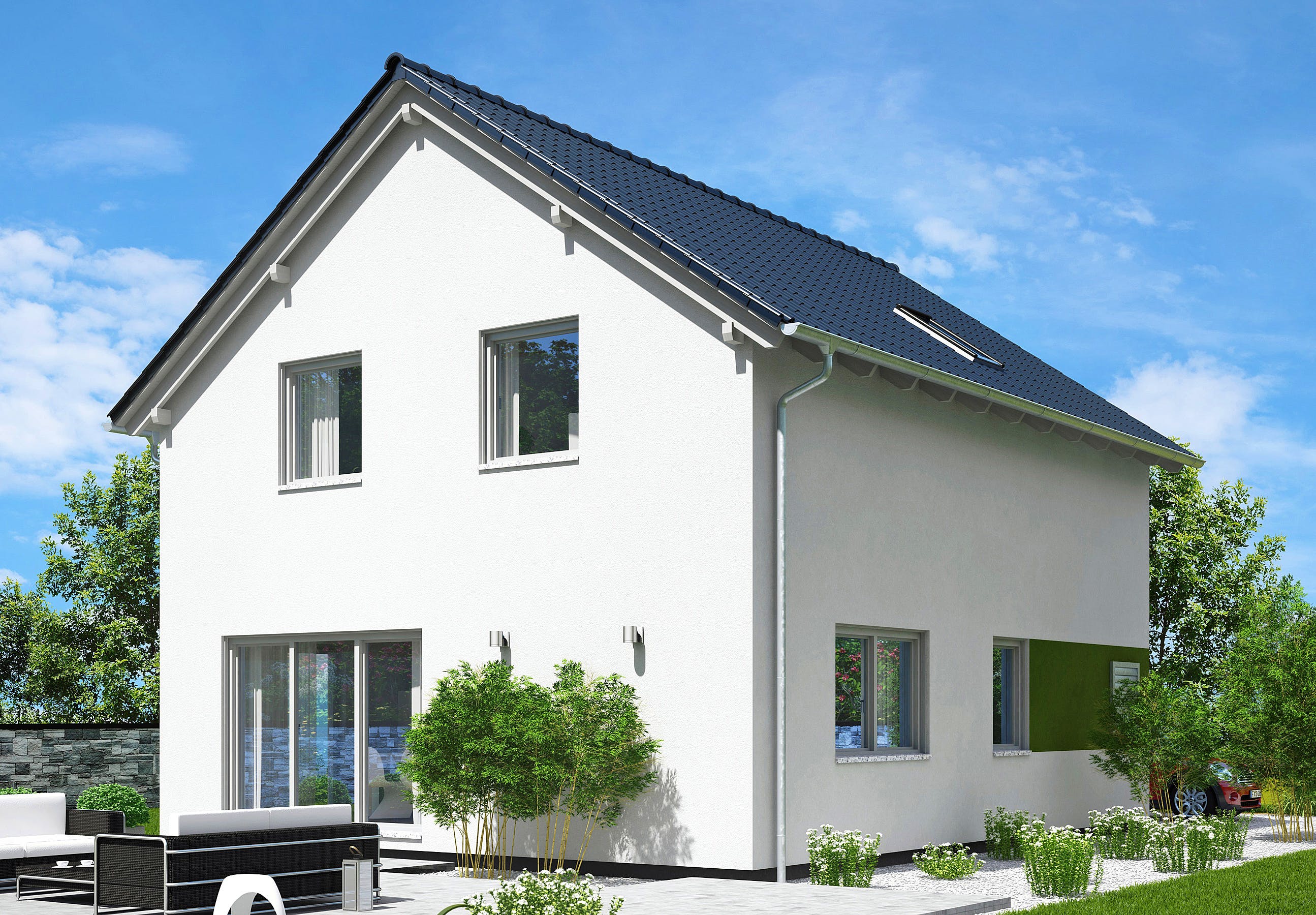 Fertighaus Paris von FINGERHUT-HAUS Schlüsselfertig ab 380915€, Satteldach-Klassiker Außenansicht 1