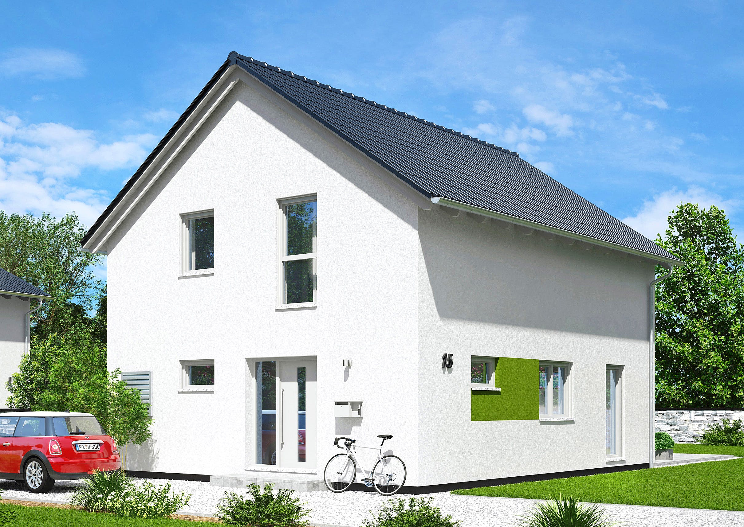 Fertighaus Paris von FINGERHUT-HAUS Schlüsselfertig ab 380915€, Satteldach-Klassiker Außenansicht 2