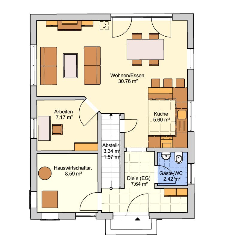Fertighaus Paris von FINGERHUT-HAUS Schlüsselfertig ab 380915€, Satteldach-Klassiker Grundriss 1