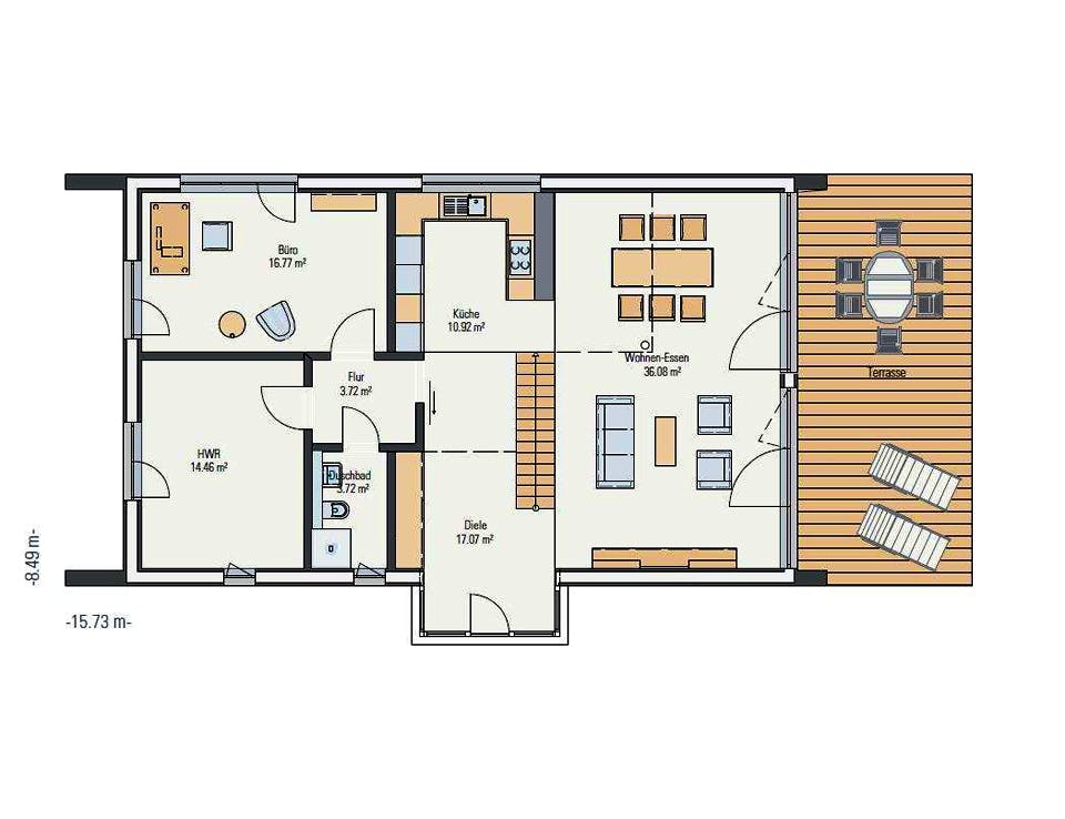 Fertighaus Lichthaus von petershaus, Satteldach-Klassiker Grundriss 1