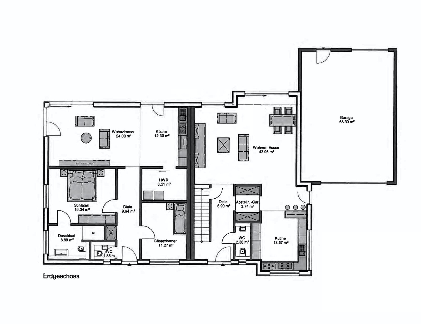 Fertighaus Mehrgenerationenhaus von petershaus, Satteldach-Klassiker Grundriss 1