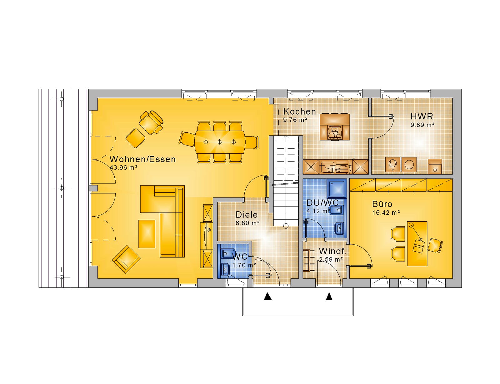 Fertighaus Bad Vilbel von Projekt Hausbau PHB Schlüsselfertig ab 393920€, Satteldach-Klassiker Grundriss 1