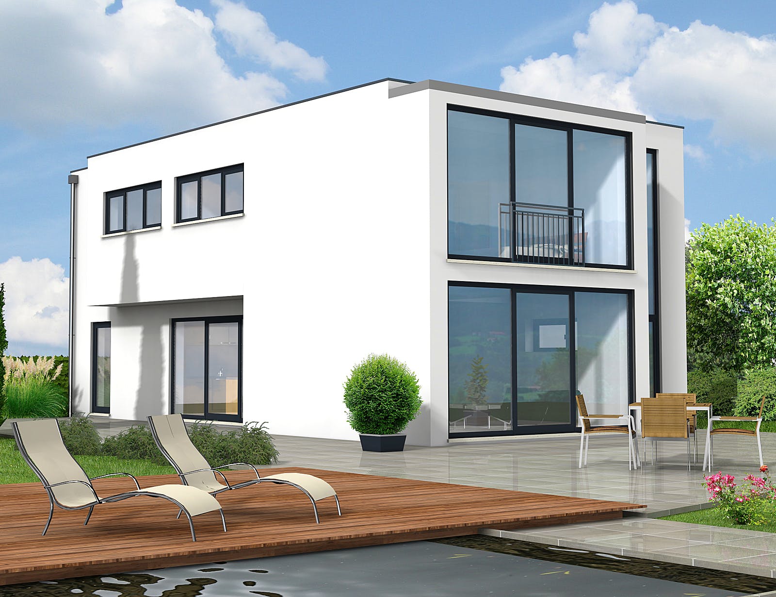 Fertighaus Friedberg von Projekt Hausbau PHB Schlüsselfertig ab 318957€, Cubushaus Außenansicht 1